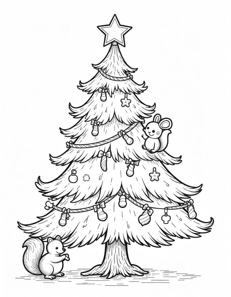 Tranh tô màu cây thông Noel cho dịp Giáng Sinh