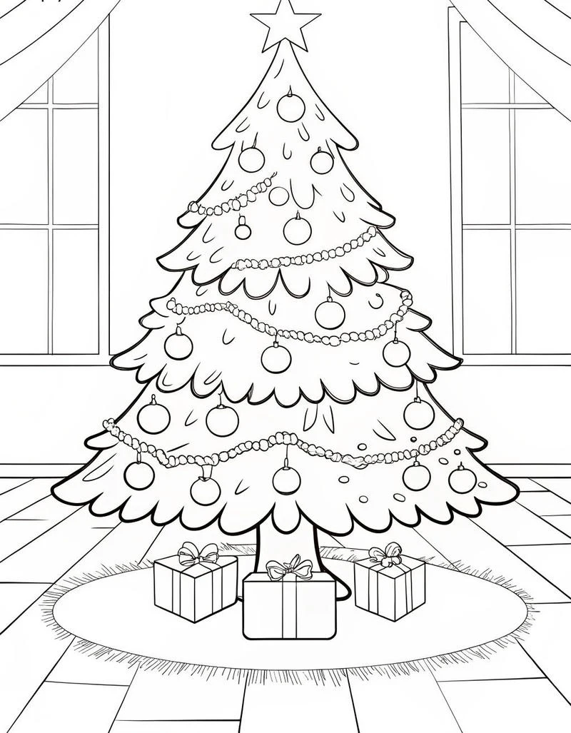 Tranh tô màu cây thông Noel cho hoạt động tô