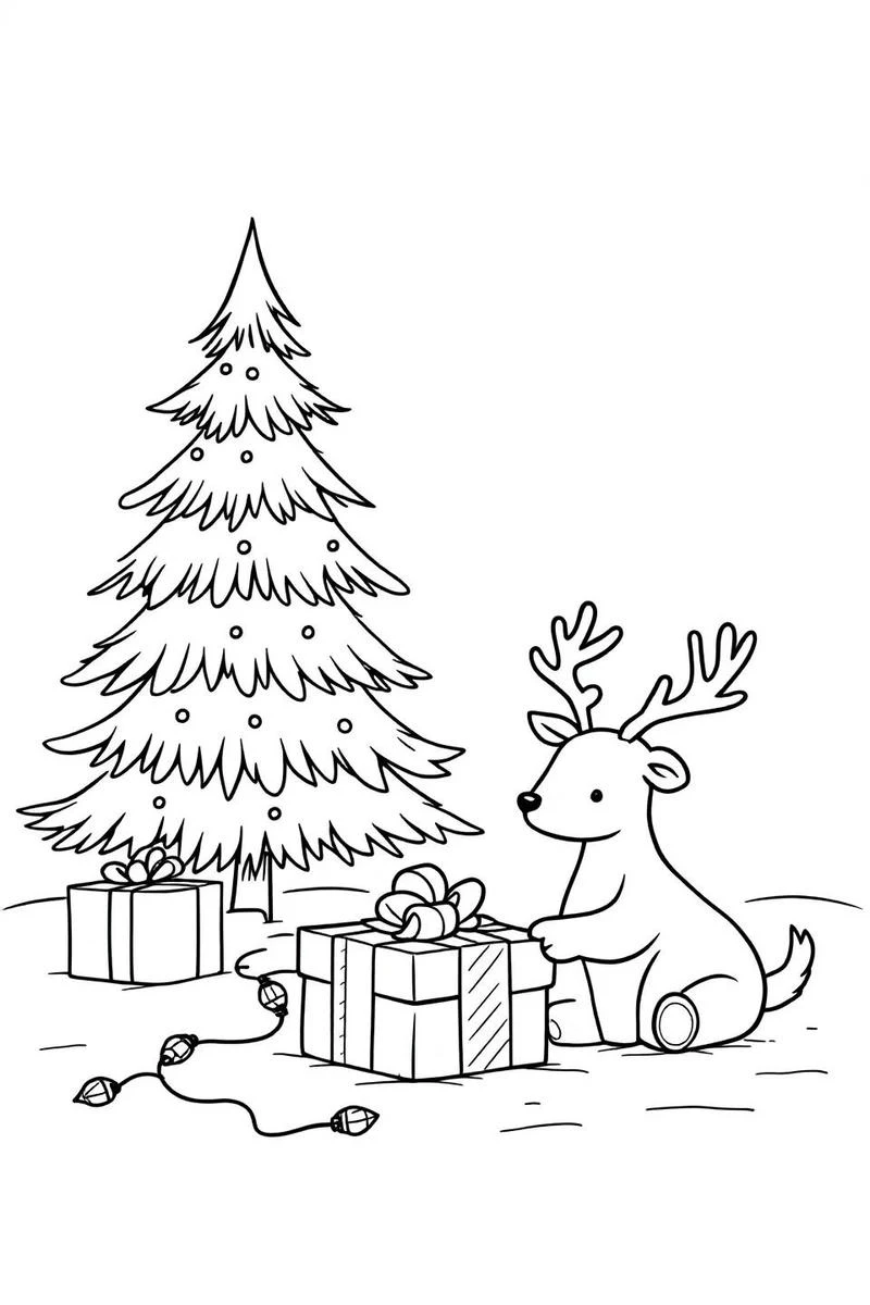 Tranh tô màu cây thông Noel nét rõ cho trẻ