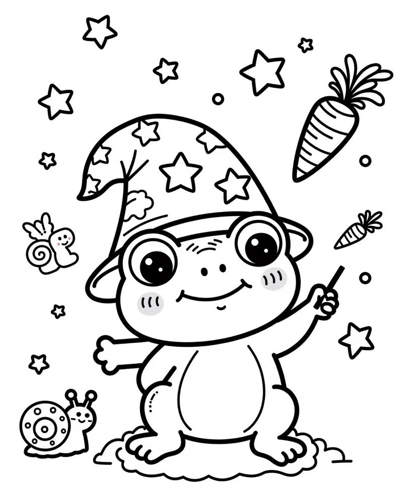 Tranh tô màu con ếch ngộ nghĩnh nét vẽ rõ ràng