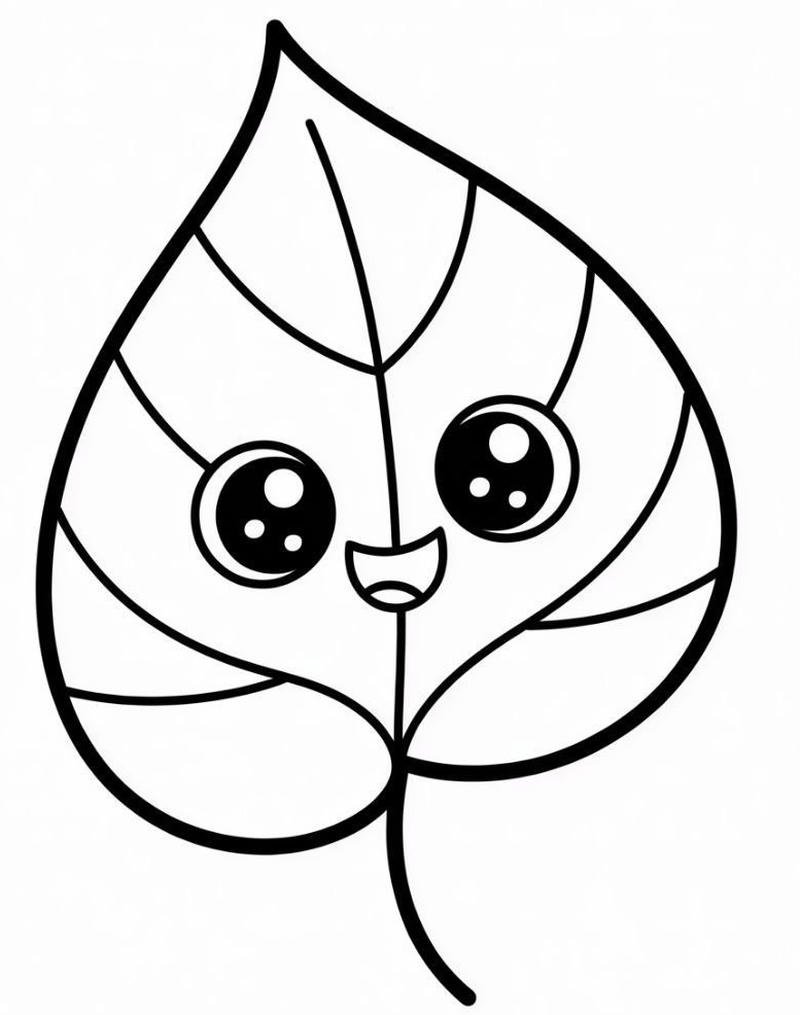 Tranh tô màu lá cây nét lớn rõ ràng