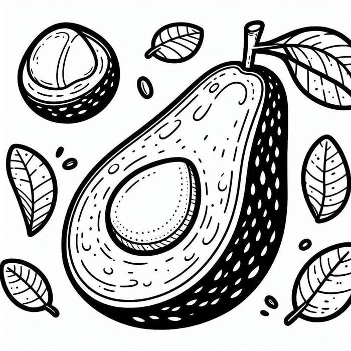 Tranh tô màu quả bơ bỏ cứng