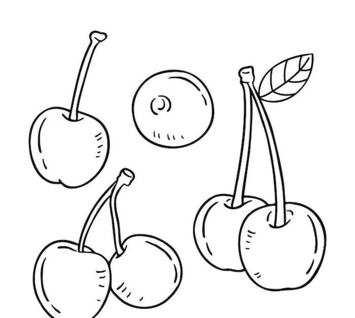 Tranh tô màu quả cherry đẹp mắt