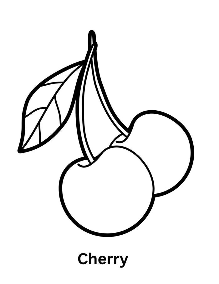 Tranh tô màu quả cherry hình tròn cân đối