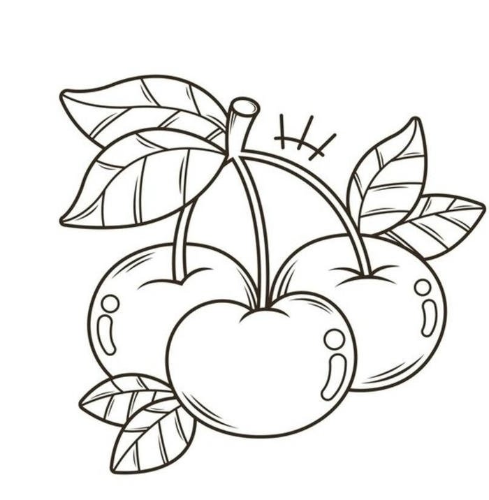 Tranh tô màu quả cherry mọng nước