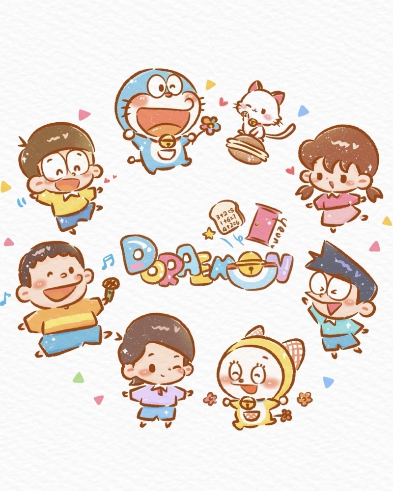 Tranh vẽ Doraemon cùng tạo hình đơn giản dễ nhìn