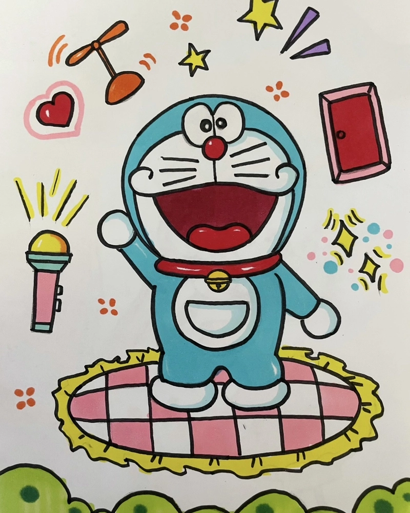 Tranh vẽ Doraemon cùng vẻ ngoài vui tươi quen thuộc
