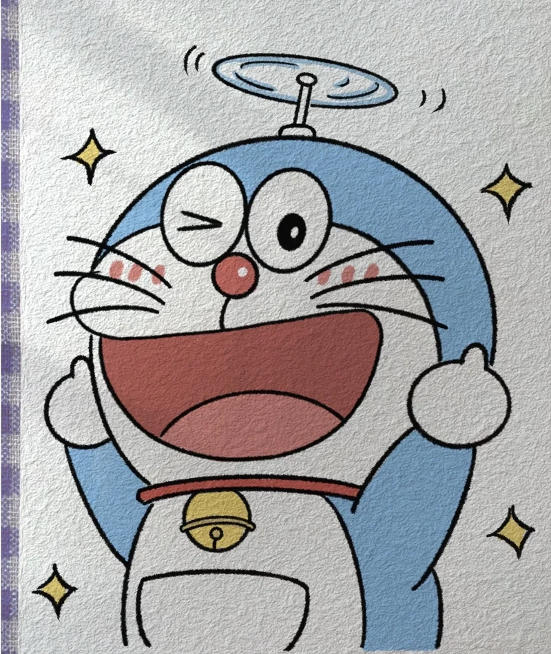 Tranh vẽ Doraemon mang phong cách hoạt hình nhẹ nhàng