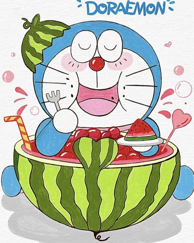 Tranh vẽ Doraemon với nét vẽ nhẹ nhàng vui mắt