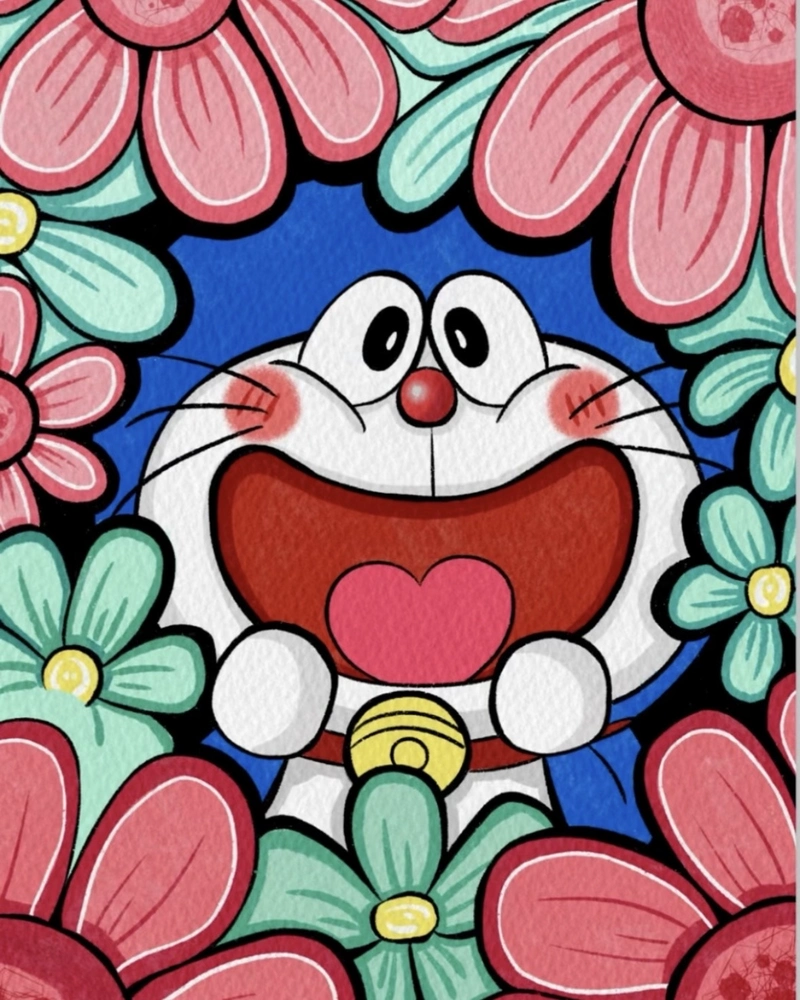 Tranh vẽ Doraemon với nụ cười đáng yêu quen thuộc
