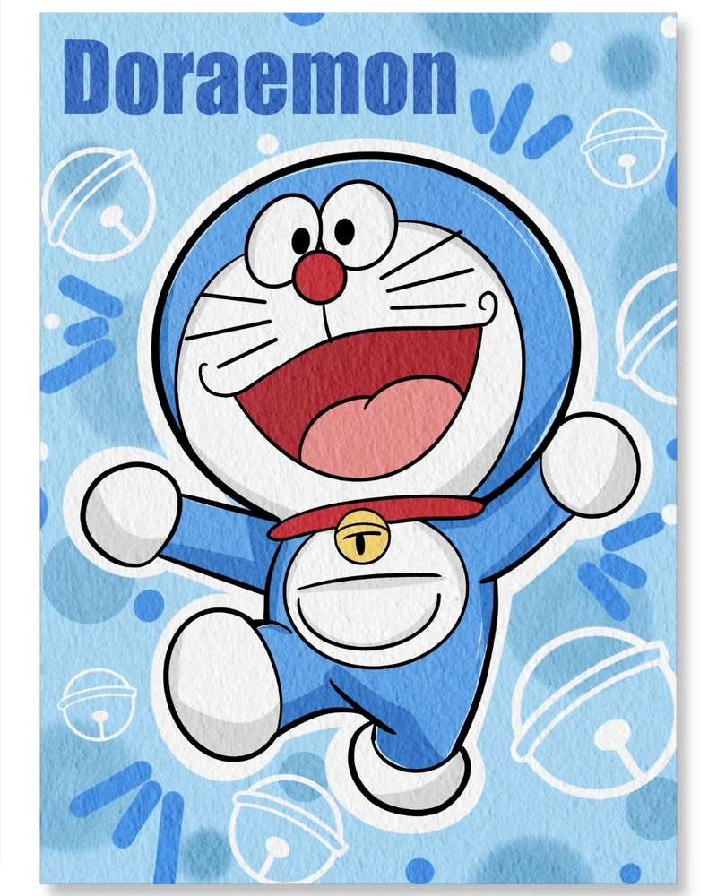 Tranh vẽ Doraemon với phong cách đơn giản dễ thương
