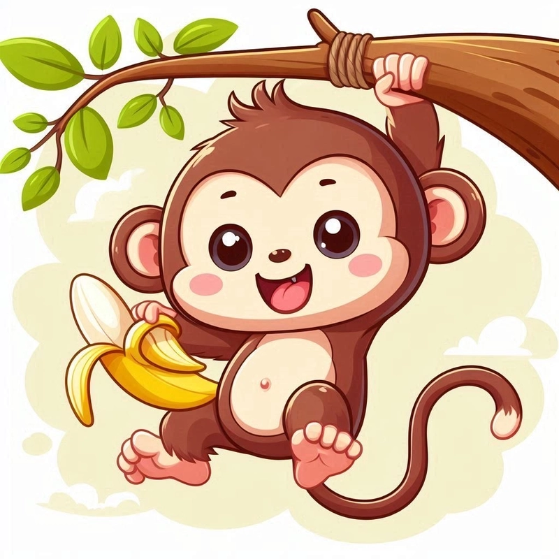 Tranh vẽ con khỉ với tạo hình dễ thương