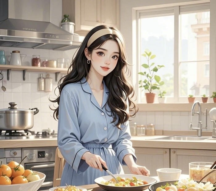 avatar nấu ăn trong gian bếp