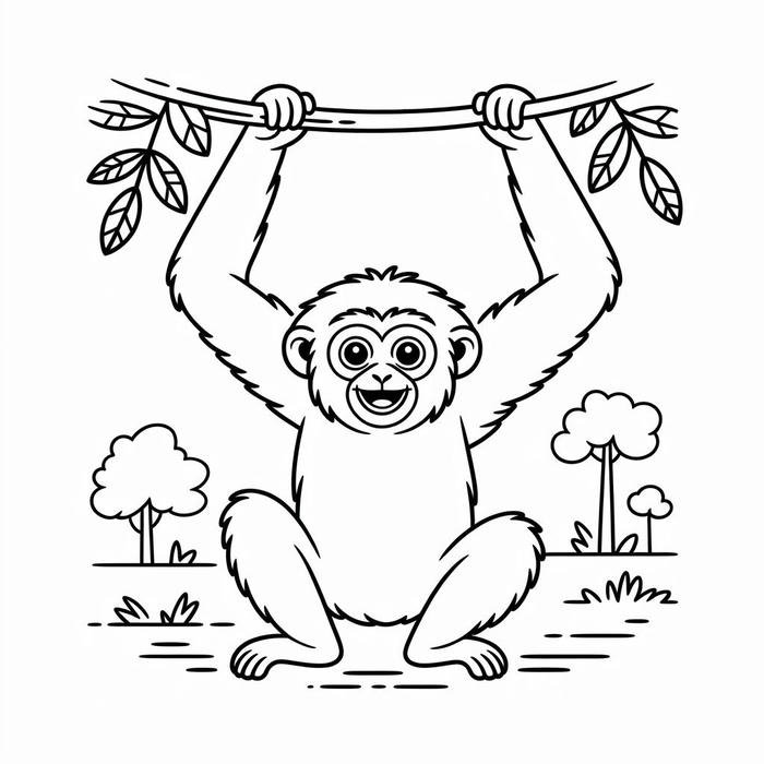 tấm hình con khỉ hoạt họa đu dây