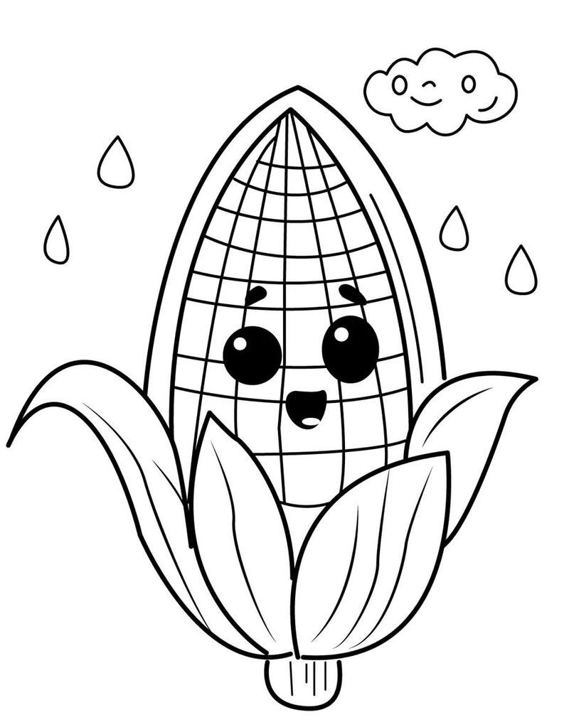 tranh tô màu bắp ngô chibi
