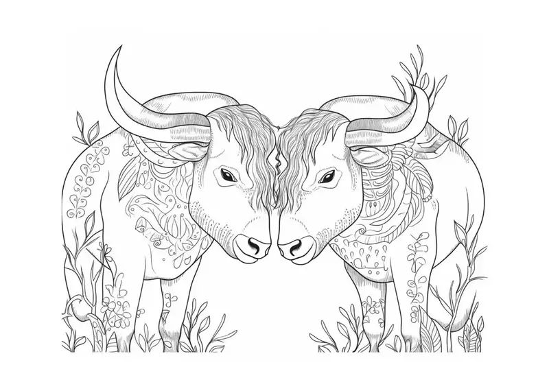 hình ảnh tô màu con trâu miễn phí