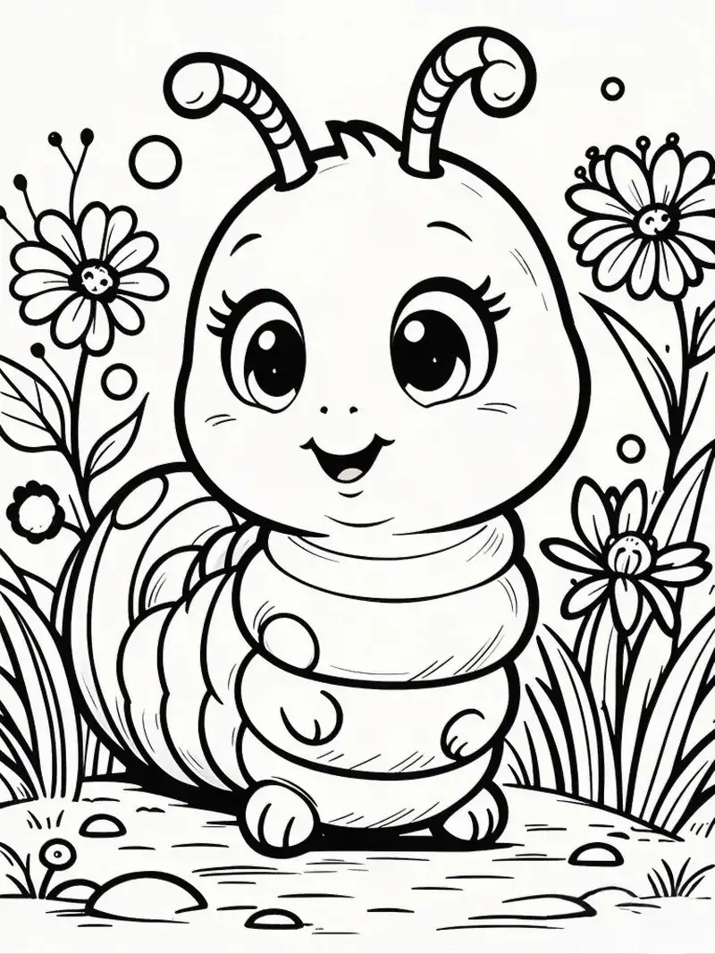 tranh tô màu con sâu cute cho bé luyện kỹ năng